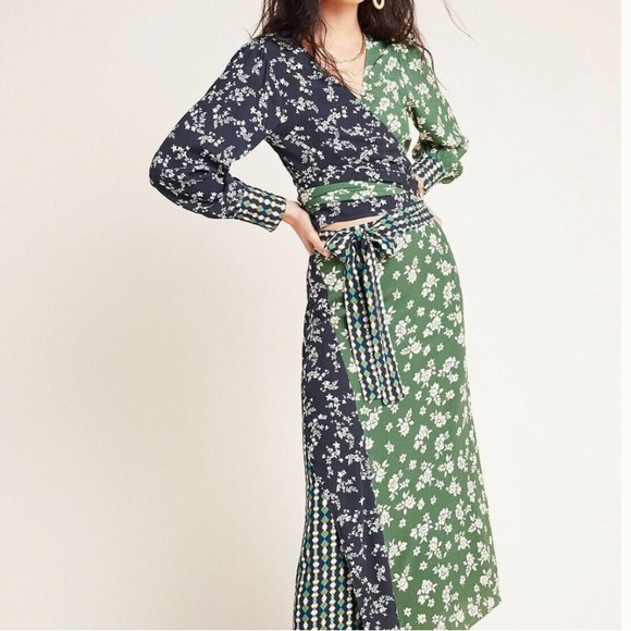 Anthropologie Dresses & Skirts - Anthropologie x Kachel Size 6 Waverly Wrap Top and Midi Skirt